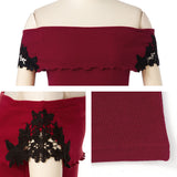 【メール便】袖ポイントレースメロウオフショルリブトップス