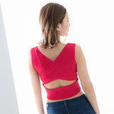 フロントジップバックセクシーニットトップス