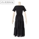 リブトップス×ティアードスカートワンピース