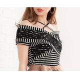 【メール便】レース挟みクロスデザインオフショル半袖カットソー