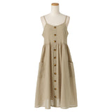 コットンポケットボタンキャミワンピース