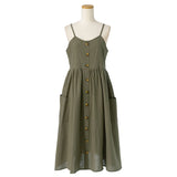 コットンポケットボタンキャミワンピース