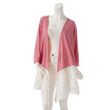 イレヘム裾バラレースパール付きロングカーデ