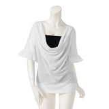 ショルダーデザインレースドレープセクシーカットソー