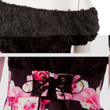 バラレースローズプリント柄フレアワンピース【M~LL】