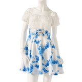 バラレースローズプリント柄フレアワンピース【M~LL】