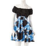 バラレースローズプリント柄フレアワンピース【M~LL】