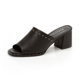 ポイントスタッズチャンキーヒールミュールサンダル