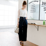 【メール便】袖チュールストライプリブトップス