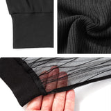 【メール便】袖チュールストライプリブトップス