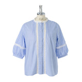 大きいサイズ3L4L選べるレース×ピンタックプチハイブラウス