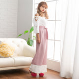 【メール便】裾レースバイカラーワイドパンツ