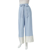 【メール便】裾レースバイカラーワイドパンツ