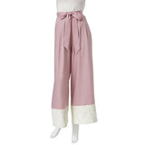 【メール便】裾レースバイカラーワイドパンツ