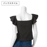 【メール便】ビジュー付フリル袖トップス