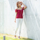 【メール便】総レースフロントジップオフショルトップス