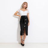 【メール便】総レースフロントジップオフショルトップス