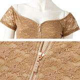 【メール便】総レースフロントジップオフショルトップス