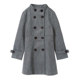 スタンドカラーフェイクウールロングコート