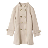 スタンドカラーフェイクウールロングコート