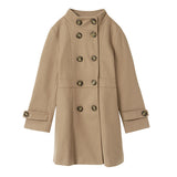 スタンドカラーフェイクウールロングコート