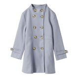 スタンドカラーフェイクウールロングコート