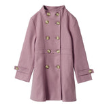 スタンドカラーフェイクウールロングコート