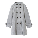 スタンドカラーフェイクウールロングコート