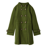 スタンドカラーフェイクウールロングコート