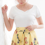 【メール便】ハートネックリブ半袖トップス