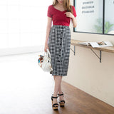 【メール便】ハートネックリブ半袖トップス