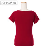 【メール便】ハートネックリブ半袖トップス