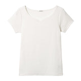 【メール便】ハートネックリブ半袖トップス