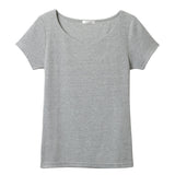 【メール便】ハートネックリブ半袖トップス