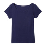 【メール便】ハートネックリブ半袖トップス