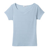 【メール便】ハートネックリブ半袖トップス