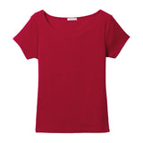 【メール便】ハートネックリブ半袖トップス