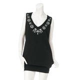 ビジュー付きノースリーブワンピース