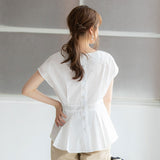 【メール便】バックボタンカシュクールブラウス