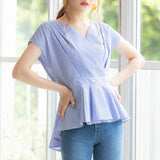 【メール便】バックボタンカシュクールブラウス