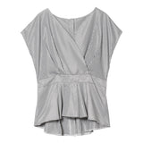 【メール便】バックボタンカシュクールブラウス