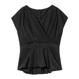 【メール便】バックボタンカシュクールブラウス