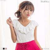 【メール便】ボリュームフリルノースリーブブラウス