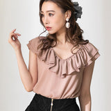 【メール便】ボリュームフリルノースリーブブラウス