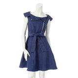 ライダース風フィット&フレアデニムワンピース