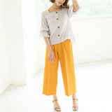 【メール便】リネンコットンスクエアネックブラウス