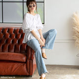 【メール便】バックリボンボリュームブラウス