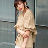 【メール便】バックリボンボリュームブラウス