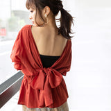 【メール便】バックリボンボリュームブラウス