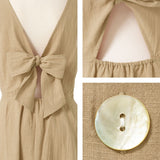 バックリボンフロントボタンノースリワンピース